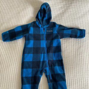 Columbia Blue Plaid Fleece Bunting - 6-12 mos (runs large)
